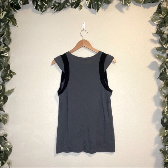 LEITH Casual Thick Sleeve Tank Top Grey/Black - Picture 2 of 5